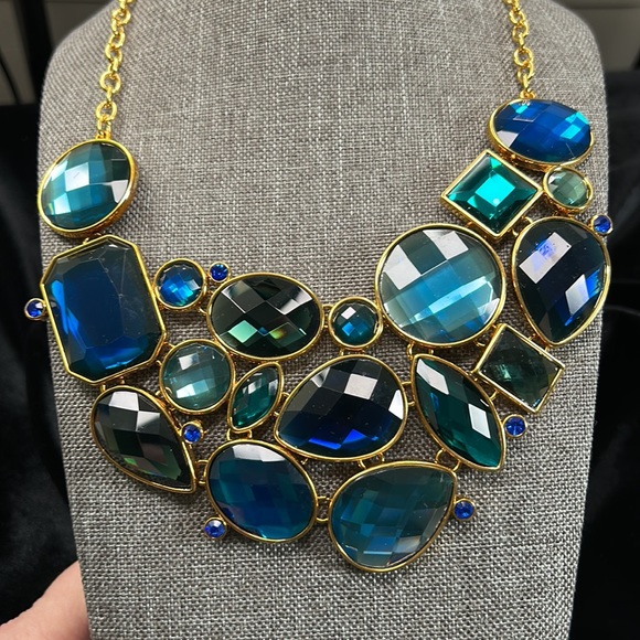 #41 Vintage Joan Rivers Statement Necklace Blue Teal, Stunning Piece - Picture 2 of 7